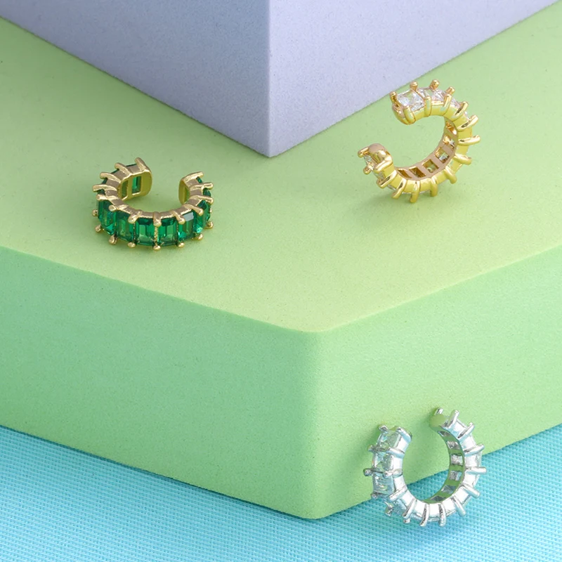 C-förmige Clips, goldfarben, Ohrringe mit kubischen Zirkonia-Kristallen, kein Piercing erforderlich, Damenschmuck, Clip-Ohrringe im Feen-Stil: VE559 – Detail 2