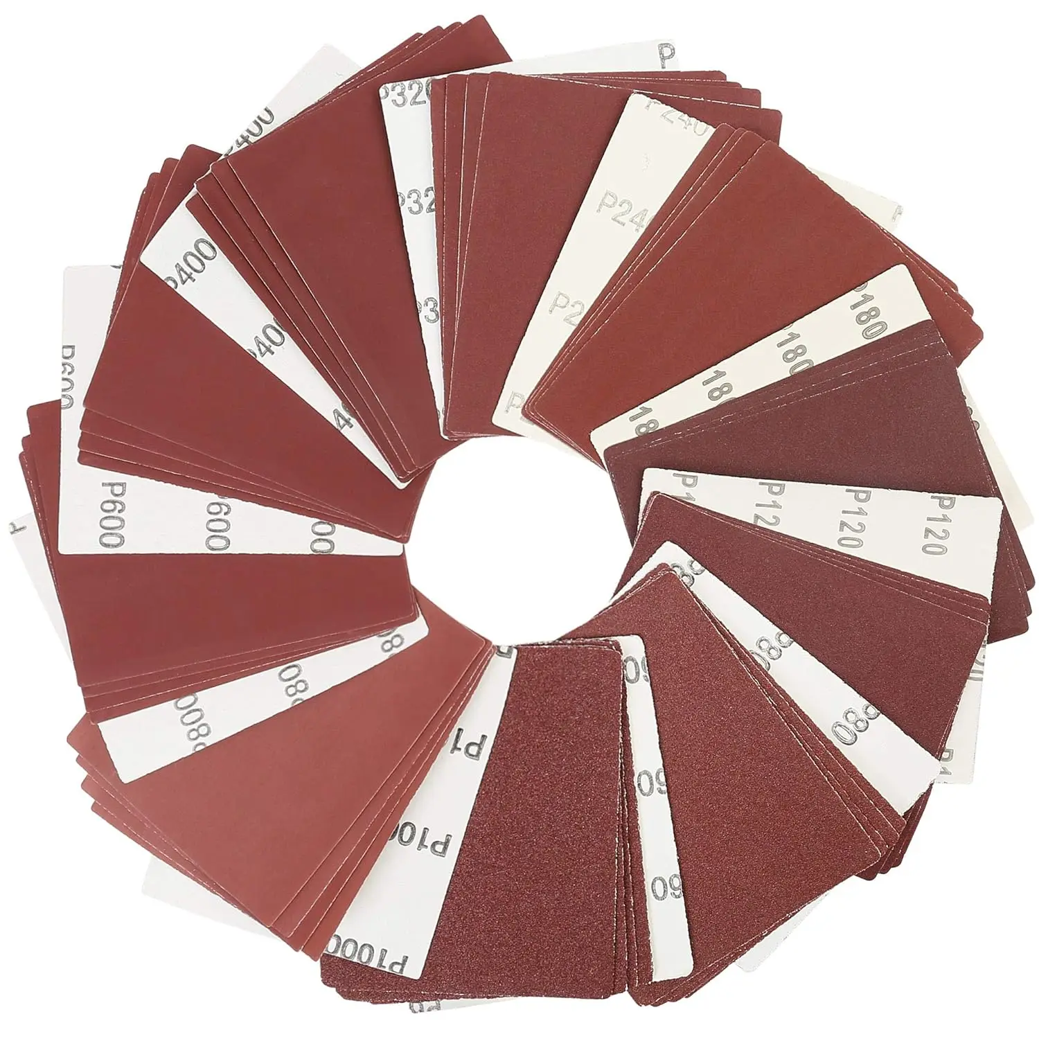 

50PCS Sandpaper Sheets Assortment 60-1000 Grit for Palm Sander, Car & Wood, 5.5"x4.5" Plain Backing