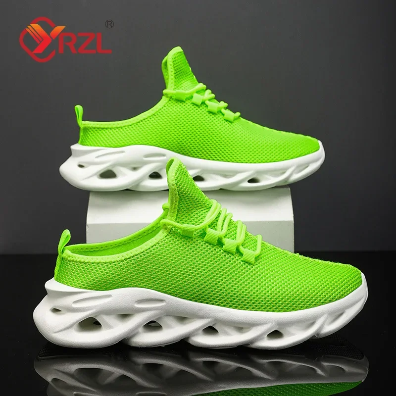 YRZL-Zapatillas deportivas transpirables para hombre, zapatos informales a la moda, ligeros, antideslizantes, con amortiguación para caminar al aire libre