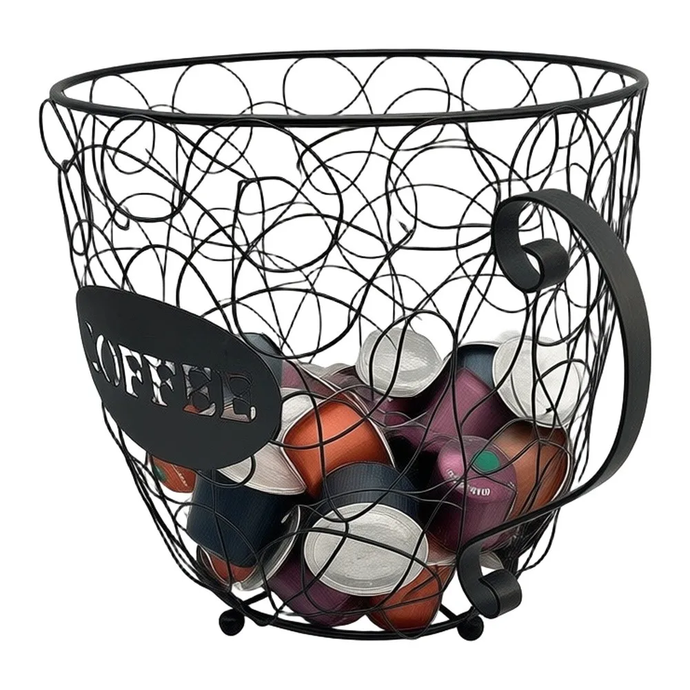 Spacious Iron Coffee Pod Stand with Uniform Wire Design Promoting Air Circulation and Reducing Condensation Risks