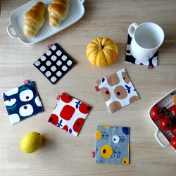 5pcs Japanese Style Double-Layer Fabric Coasters Heat-Resistant Mats for Mugs and Teacups Coaster Set Coasters for Glasses
