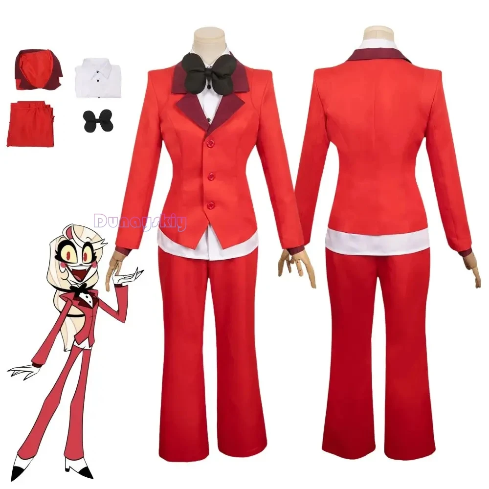 

Charlie Morningstar Cosplay Cartoon Hotel Fantasia Costume For Disguise Adult Women Top Pants Outfits Halloween Carnival Suit