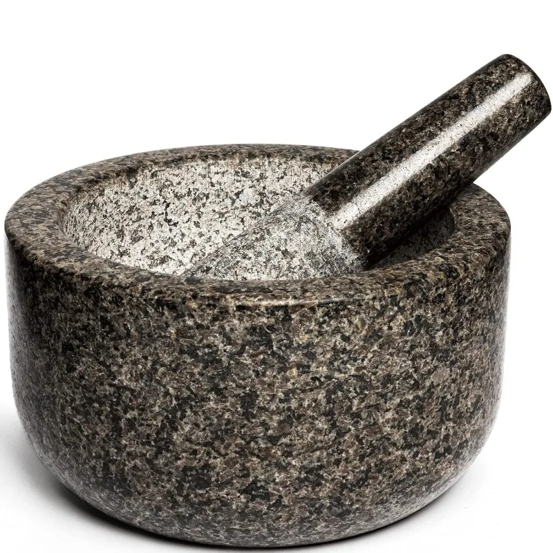 

Heavy Duty Large Mortar and Pestle Set, Non Slip Base, Make Fresh Guacamole, Salsa, Pesto, Stone Grinder Bowl, Herb Crusher