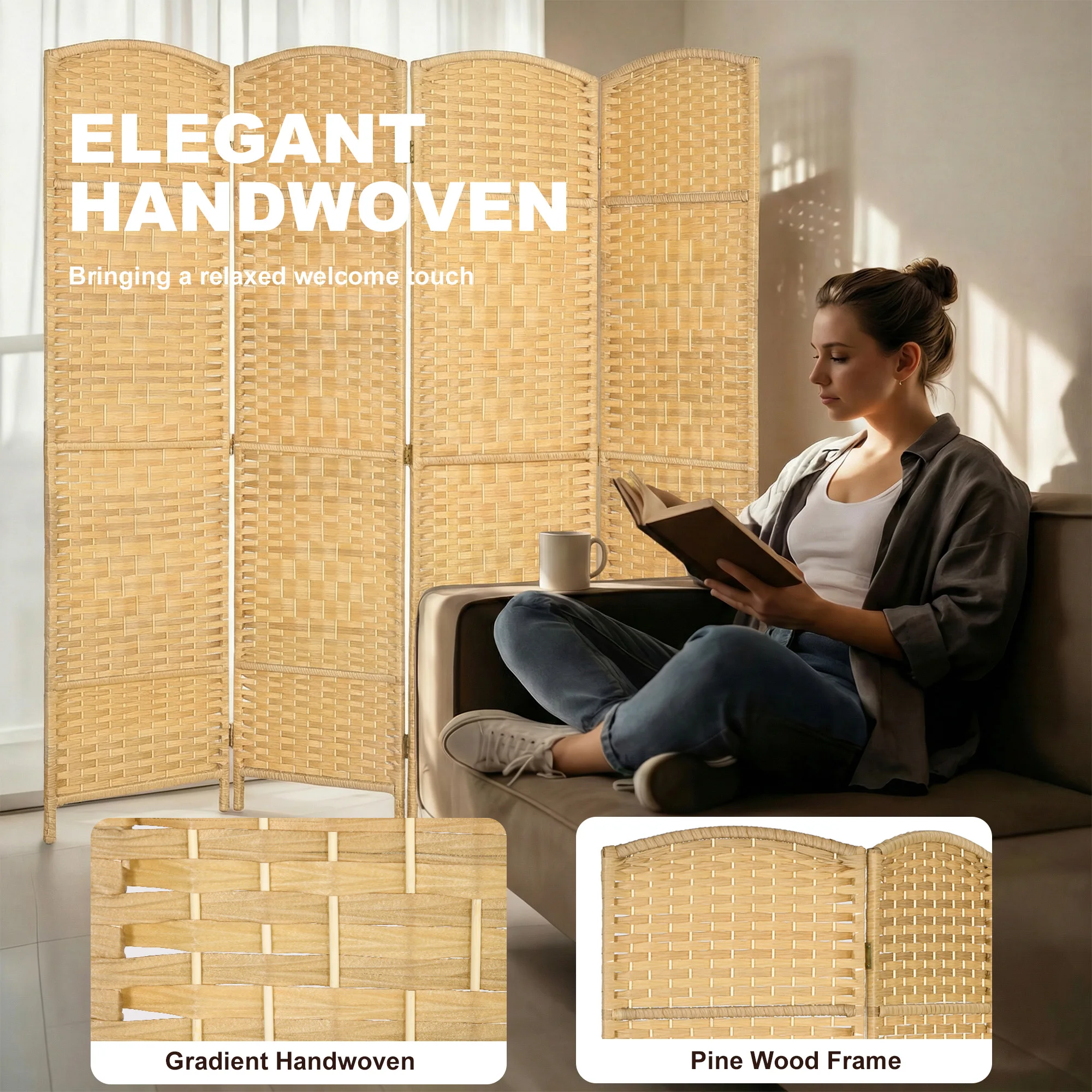 Room Divider, 6 Ft 4 Panel Fol - Shoji Screen Divider ulasan dan harga