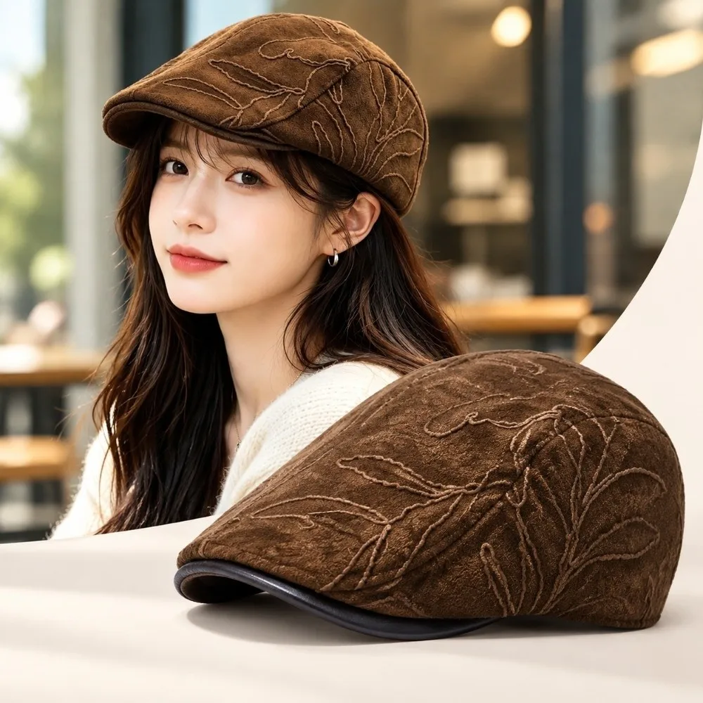 Jacquard Weave Jacquard Embroidered Newsboy Cap Structured Front Panel Adjustable Inner Band Chinese Style Forward Cap