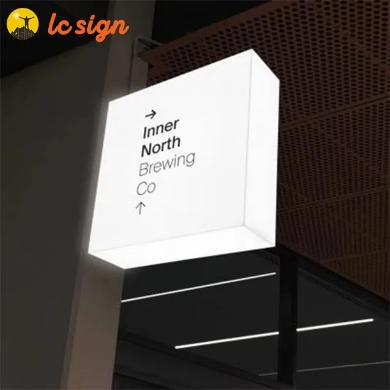 Real Estate Agents Outdoor Hanging Led Light Box for Advertising Light Boxs Shopping Mall Coffee Storefront Outdoor Waterproof