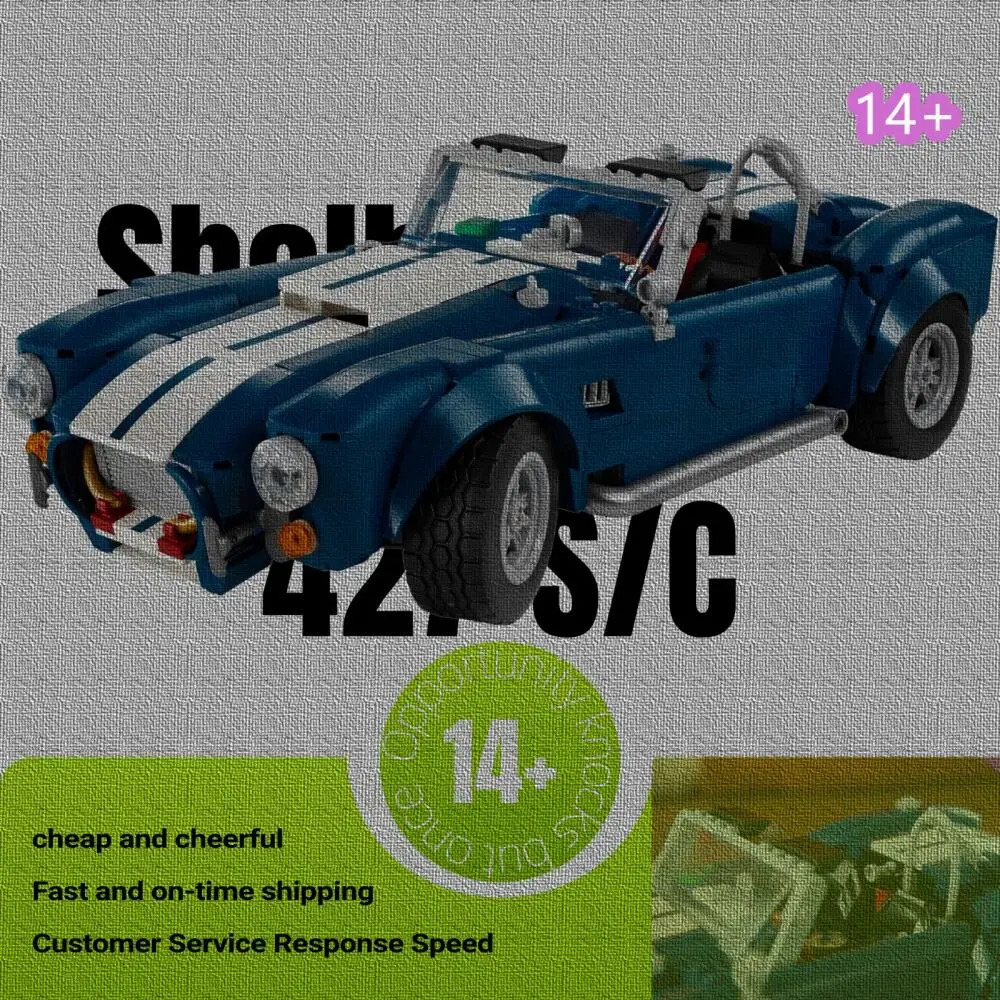 

Новый конструктор 1241 деталь: Спортивный автомобиль 10357, пластиковые блоки, сине-белая расцветка, коллекционная модель Shelby Cobra, подарок на день рождения для друзей