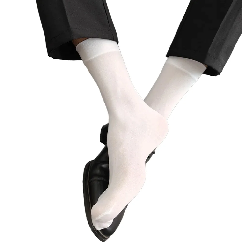 Ultrathin Sheer Tube Socks for Men Designed for Formal and Business Dress with Breathable Translucent Fabric for Comfort