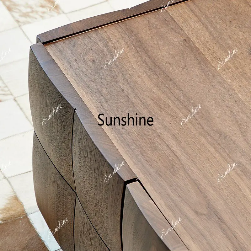 Living room small room coffee table, modern minimalist light luxury, high-end solid wood coffee table