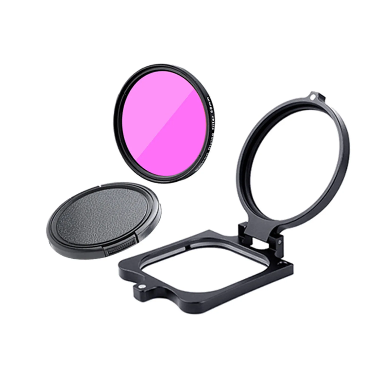 ポータブルダイブフィルターキット,アクションカメラレンズ,アルミニウム合金,強化色,簡単な取り付け,赤,紫,ヒーロー9, 8