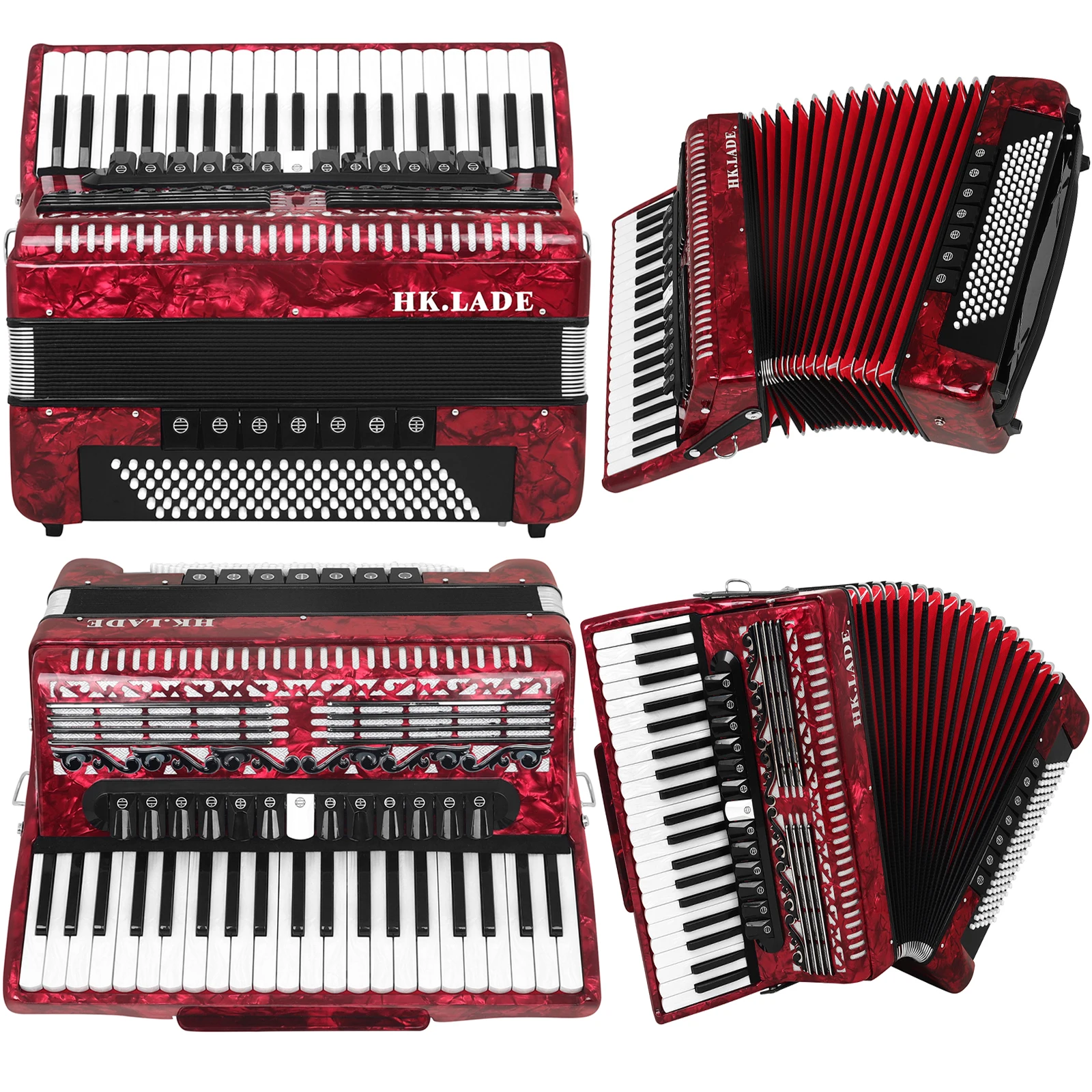 HK · LADE AH-130 Red Accordion 41 Key 120 Bass 13Keyboard Voice Professional Bayan Accordion for Performance Keyboard Instrument