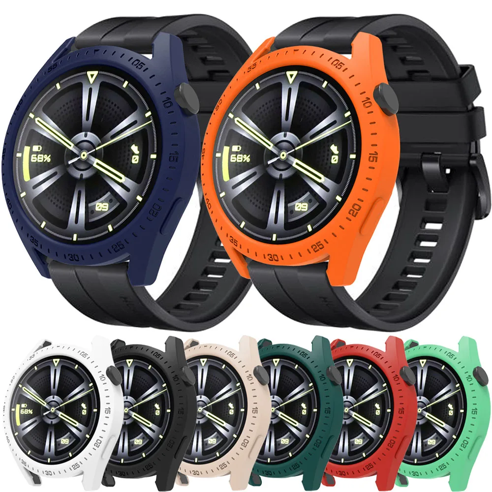 Cover Case For Huawei GT3 46mm Silicone Screen Protector Colorful Coverage Protection With Scale Watch Accessories