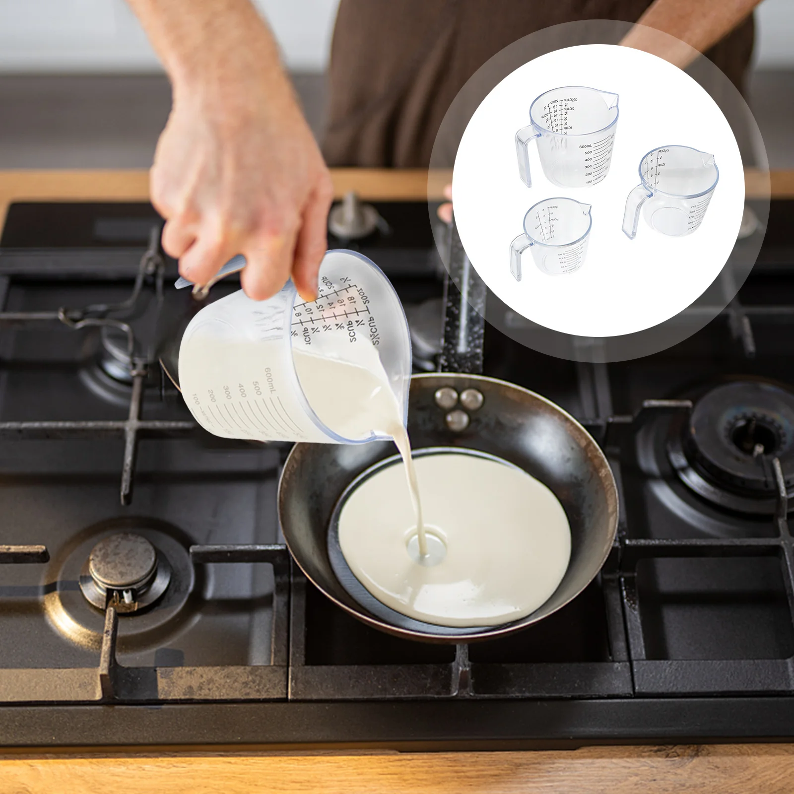 

3Pcs Clear Measuring Cup Set Plastic Baking Scale Cups Kitchen Measuring Tools Accurate Food Liquid Solid Portion Control