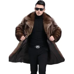 Parker Men's Imitation Fur Liner Winter Warm New Fur One-piece Coat Imitation Mink Fleece Mid-length Fur Coat