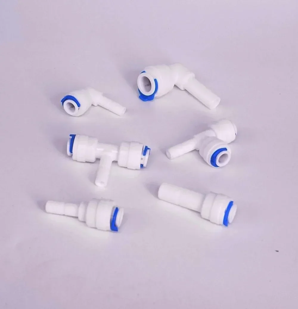 

RO Water Fit Tube O/D 1/4" 3/8" -1/4" Plug End Cap Elbow Tee Connector Fitting Aquarium Reverse Osmosis Drinking Purifier