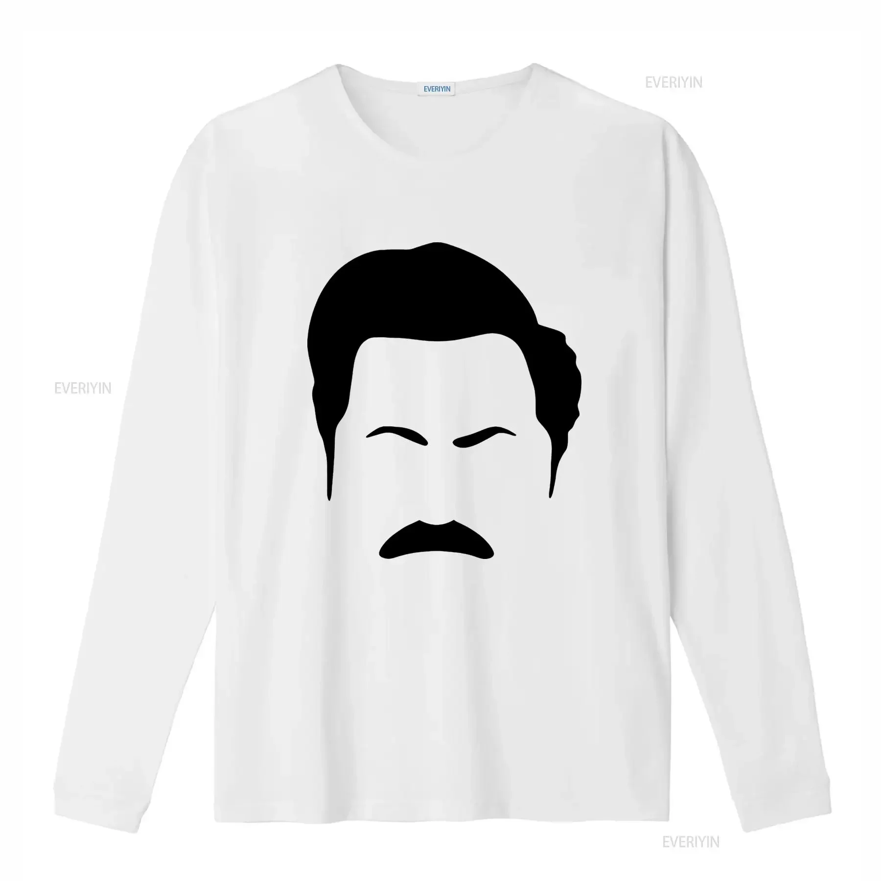 Ron Swanson Outline T Shirt Funny Parks and Recreation Show Cool  vintage Washed Breathable streetwear homme Comfortable
