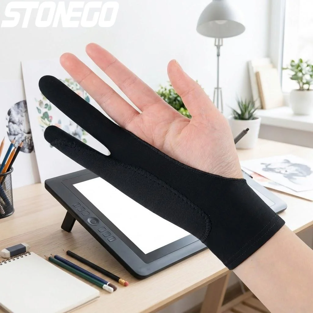 Professional Artist Drawing Glove for Graphic Tablet Light Pad Anti-Fouling Anti-Wear Anti-Dirty Thickened Protective Glove
