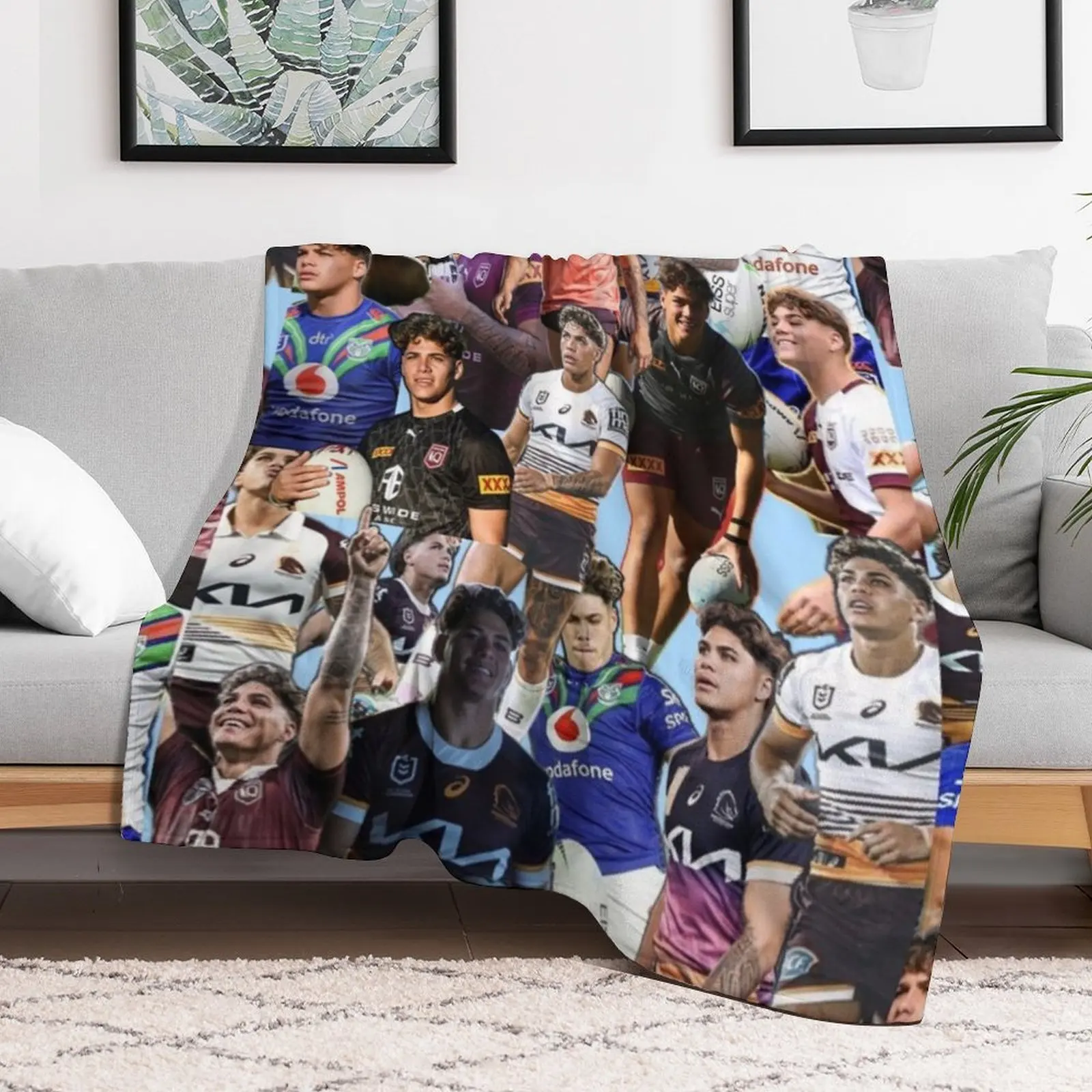 

reece walsh nrl hot collage photos Throw Blanket Multi-Purpose Custom Flannel Blankets