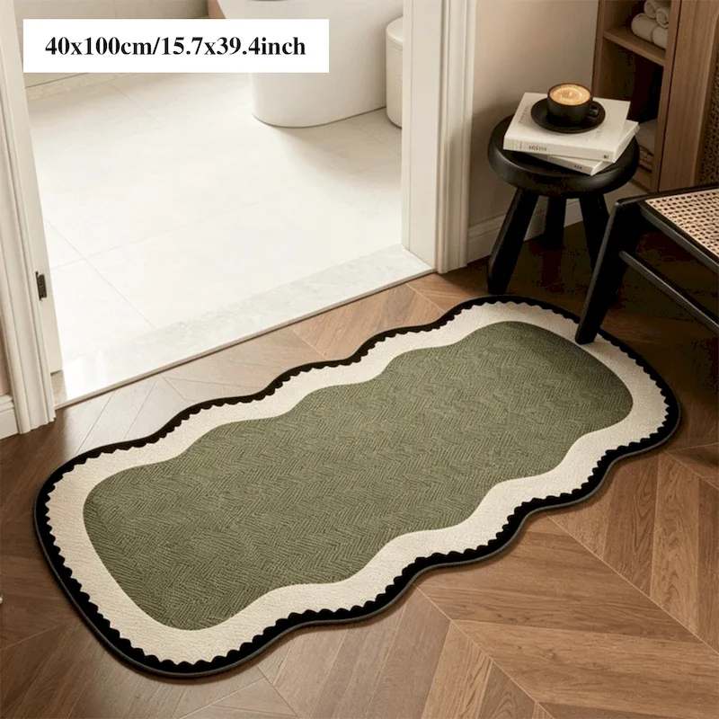 VIKAMA Irregular Running Carpet Bohemian Minimalist Carpet Wavy Edge Fluffy Non Slip Floor Mat Home Decoration
