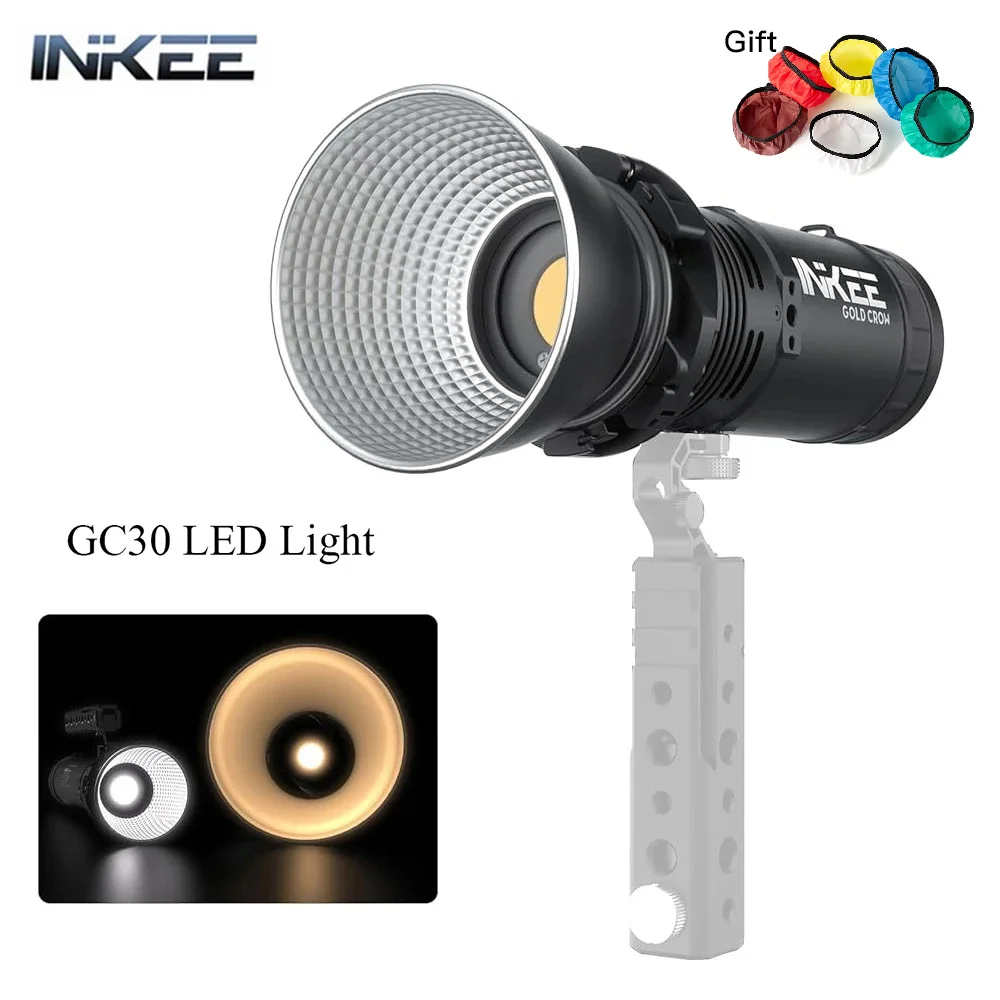 INKEE GC30 Gold Crow 30W LED Video Light Photographic Strobe Lighting 2700-6500K For Photography Video Recording Outdoor Shoot