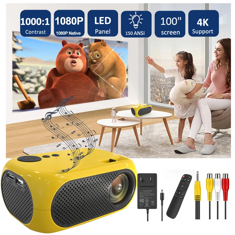 LED Panel Portable Projector Built in Audio System Compatible HDMI Support 1080P Video Projection Teaching Equipment