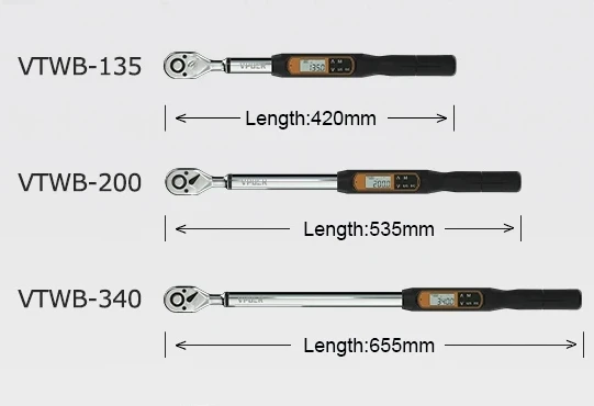 

VTWB-340 Digital Torque Wrench 1/2-340Nm For Heavy Machinery & Industrial Assembly Force Measuring Instrument