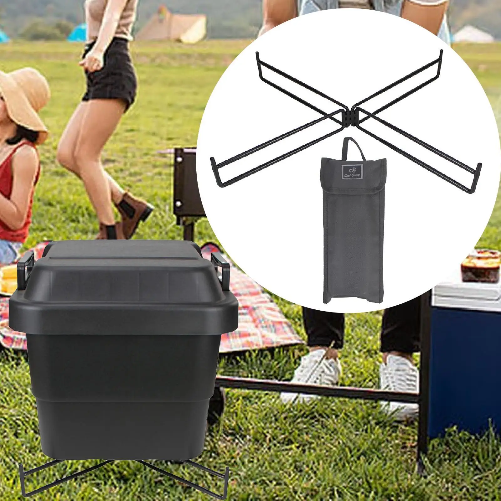 حامل تبريد معدني ثابت قابل للطي للسفر والمشي لمسافات طويلة والشواء #4