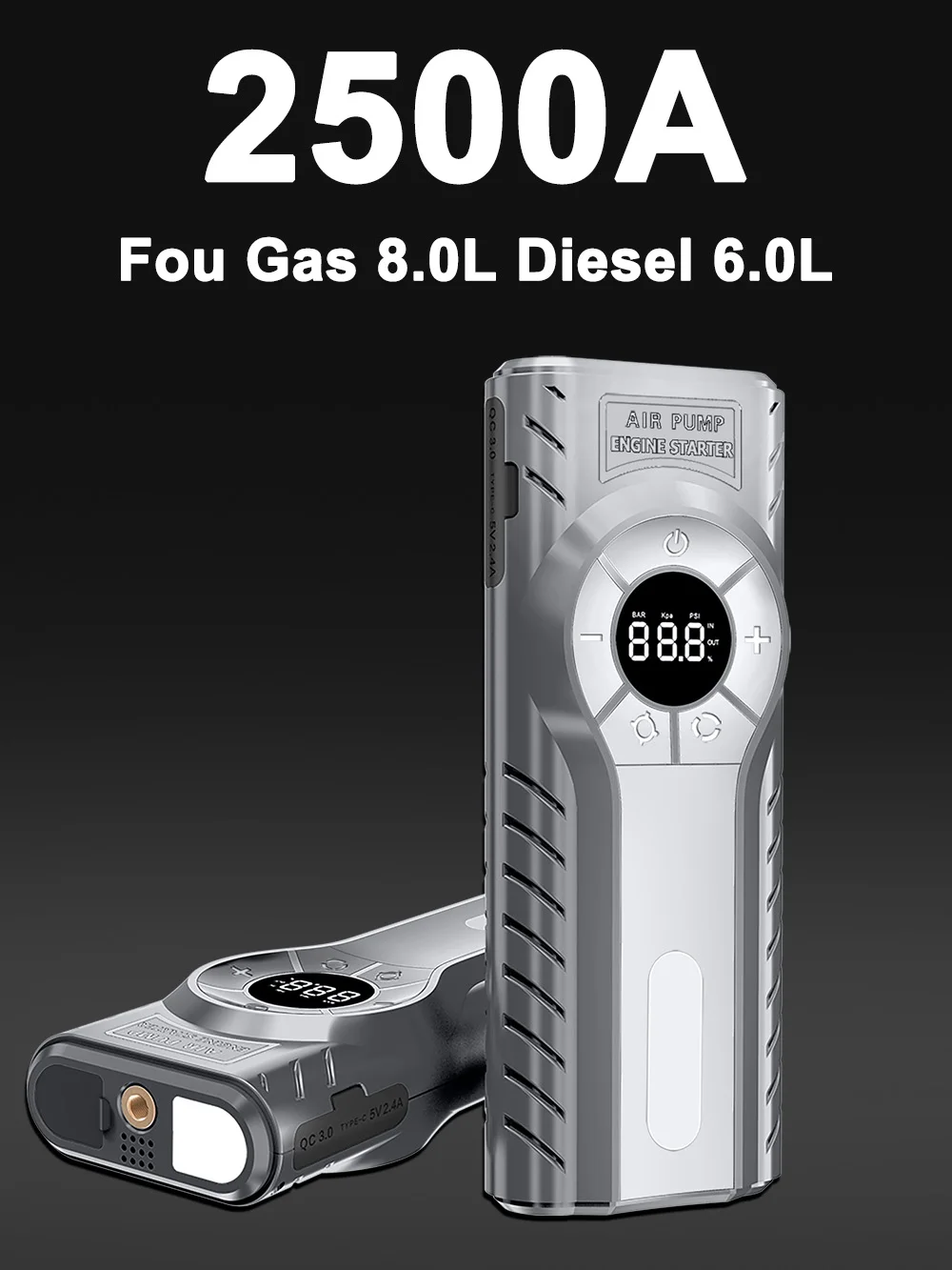 GKFLY 4000A Auto-Starthilfe, hohe Leistung, 69,6 Wh, Powerbank, Notstartgerät, tragbare Autobatterie-Booster, Busters – Detail 30