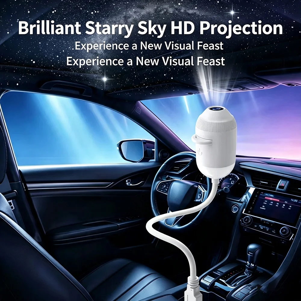 Vehicle USB Starry For Galaxy Projector Ambient Light 360 Degree Rotating For Touch Control Car Ceiling Lamp Interior Decoration
