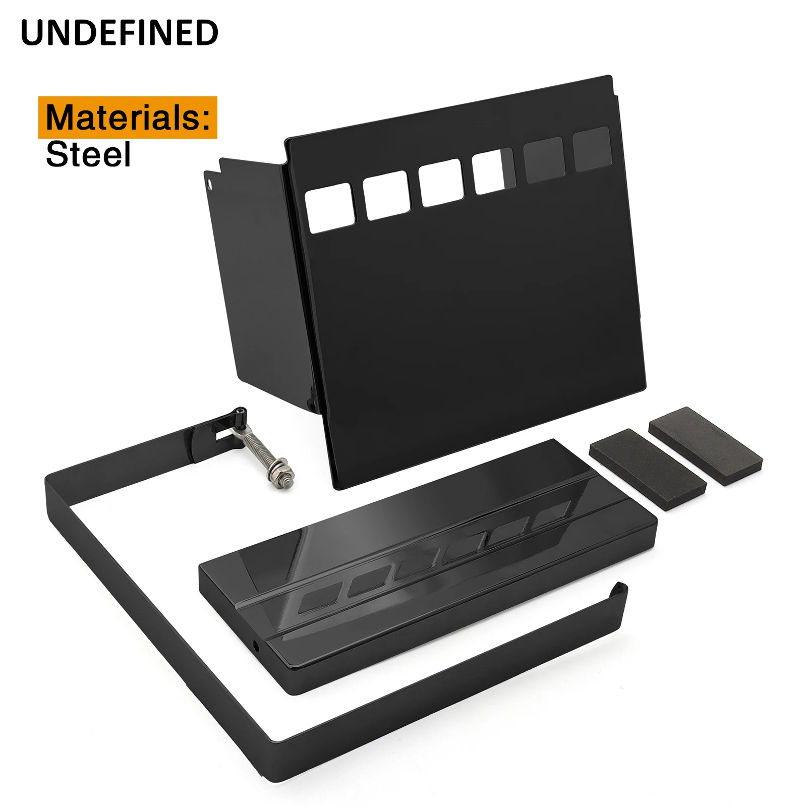 Motorcycle Black/Chrome Square Slotted Battery Cover Kit Fit For Harley Sportster XLH 1200 883 1991-1997 Replaces OEM 66347-91