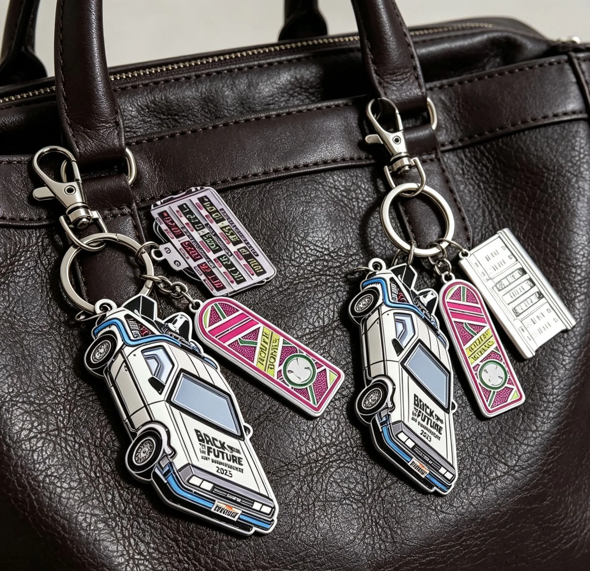 Back to the Future Keychain Neutral Car Model Metal Pendant Keyring Bag Accessories