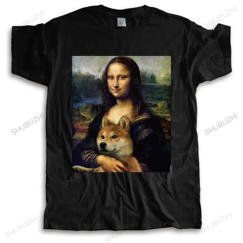 Men Cotton T Shirt Summer Brand vintage Tshirt Mona Lisa Shiba Inu Doge unisex o-neck high quality tee shirts cool short sleeve