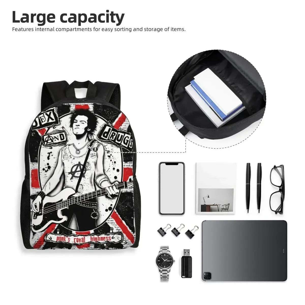 Sex Pistols Laptop Backpack Men Women Fashion Bookbag for School College Students Heavy Metal Rock Band Bags