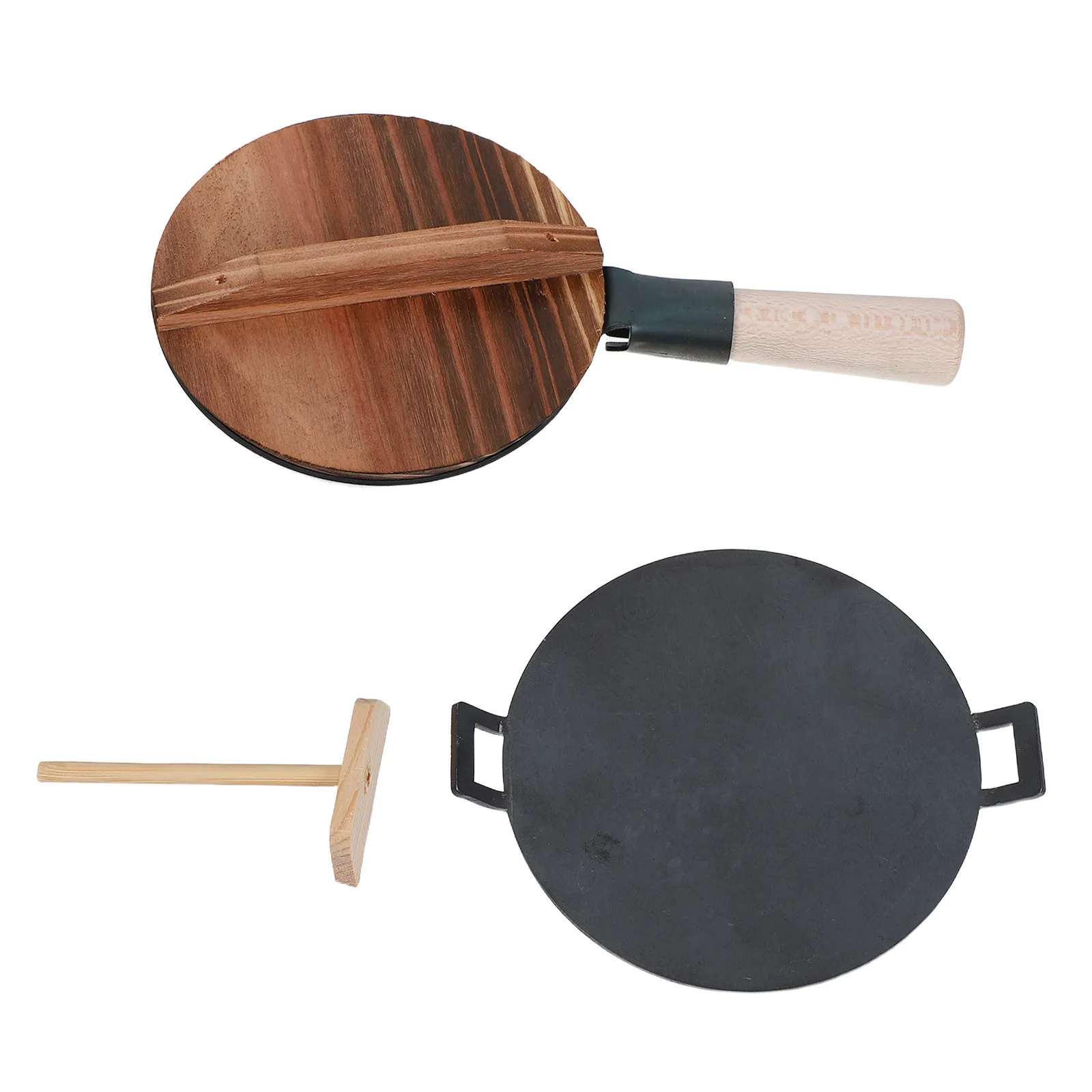 

1Set Children's Kitchen Playset Realistic Cooking Accessories Pancake Frying Pan Wooden Lid Spatula Safe Pretend Cooking Role