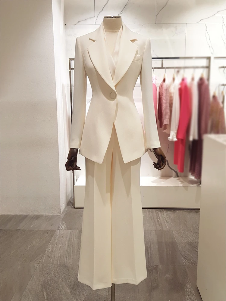 

Spring 2025 Women's Faion Slim Fit Suit Set Two Pieces Polyester Workwear Ele Godd Sle Profional Clothing