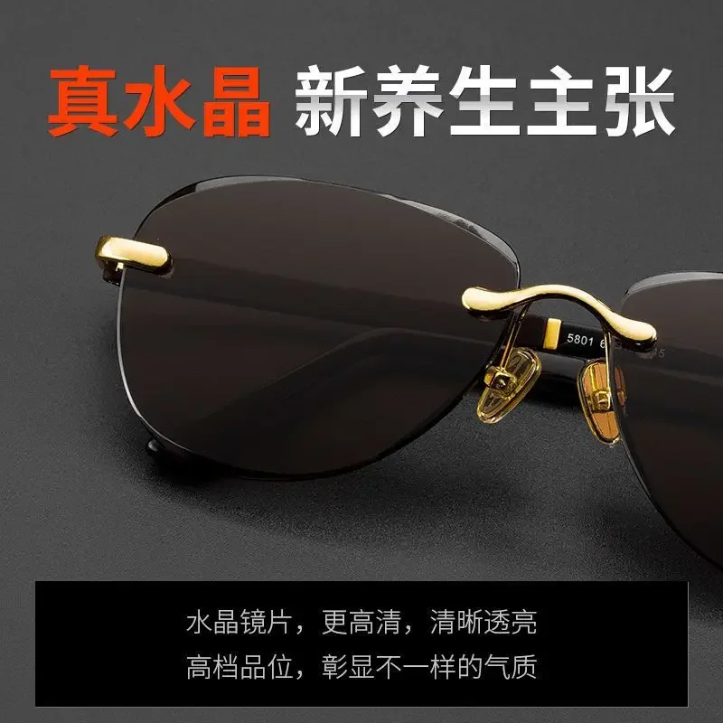 

Natural crystal stone beauty goggles, brown cool stone sunglasses, anti-irritation polarized toad glasses