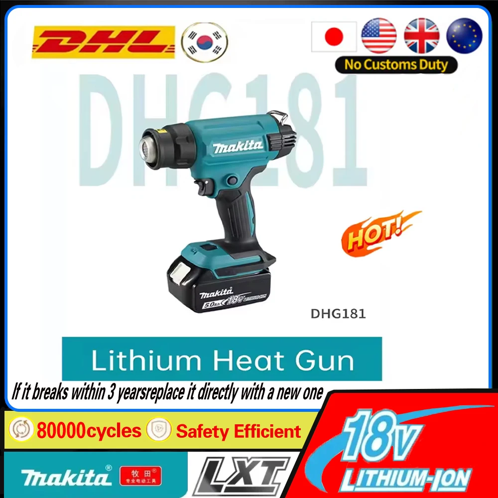 

Cordless Hot Air Gun Industrial Handheld Electric Heat Gun Temperatures Adjustable For Makita 18V Battery Heat Gun (No Battery)