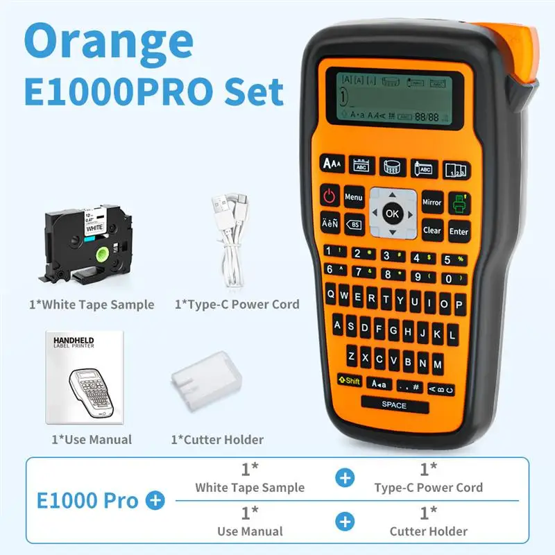 New! E1000PRO Portable Industrial Label Printer Compatible with Ordinary labels,Heat Shrink Tubing, Cable Labels, Ribbon Labels