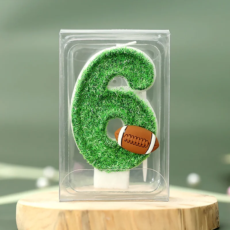 Green Rugby Boy's Birthday Candles 0-9 Number Candle Cake Decorative Green Shade Sports Candle for Anniversary Party Celebrate