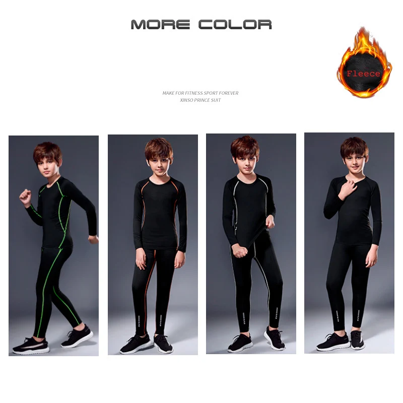 مجموعة ملابس ضيقة من الصوف للأطفال ملابس رياضية للصالة الرياضية traje de baño niño بدلات تدريب لطلاب كرة السلة لخريف وشتاء