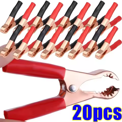 20/2pcs 70mm Crocodile for Car Caravan Van Battery Test Lead Clips Best Promotion Alligator Clips Connector Plug Power Red Black