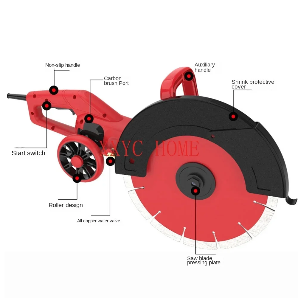 Wall Slotting Machine Concrete water-cooled dust-free portable Large single slot High power road stone Cutting Machine saw 220V