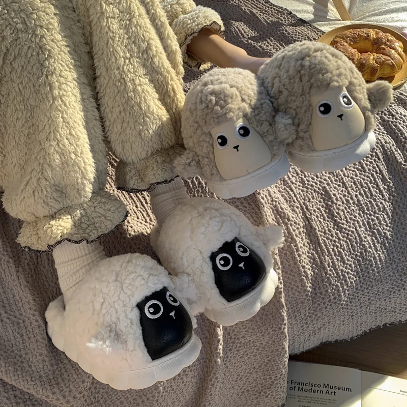 2023 Cute Parenting Shoes Cute  Sandal for Womens winter Ladies Kawaii Cartoon Casual Slipper Platform Indoor Sheep slippers