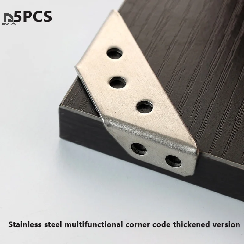 Soporte de estante de código de ángulo de trapecio, 5 piezas, sujetador con tornillo, abrazaderas de esquina, junta de acero inoxidable