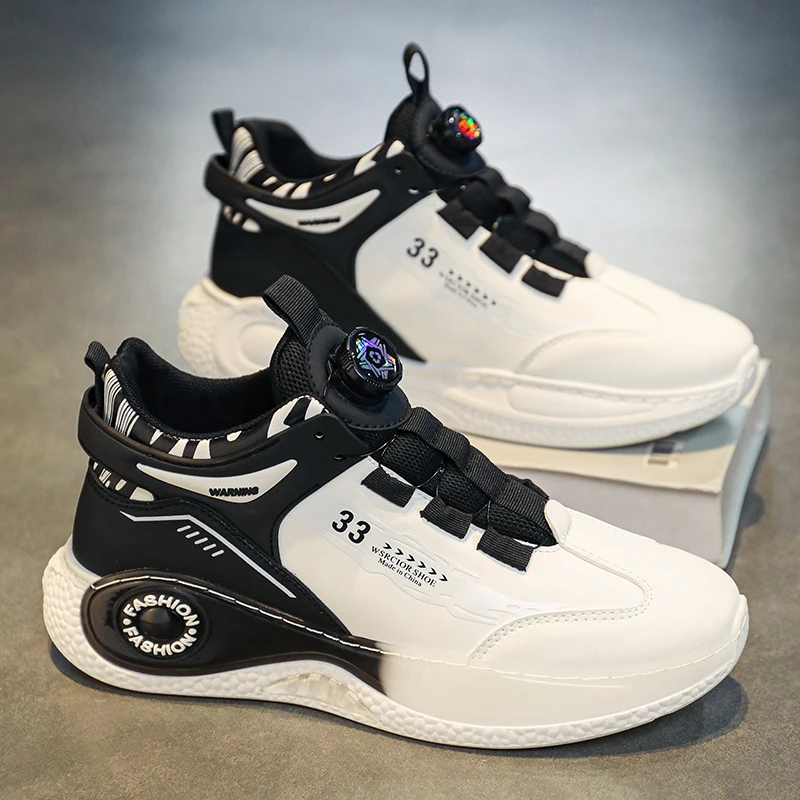 Mens's Sneakers with Rotating Buckle Comfy Non Slip Lace up Durable Shoes for Mens Outdoor Activities Sports Shoes Tenis Zapatos