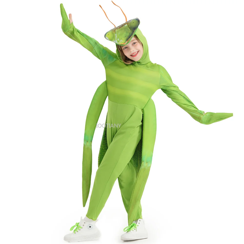 

2024 Boys Girls Funny Mantis Cosplay Costume Animal Role Play Performance Costumes Halloween Mardi Gras Party Stage Dress Up