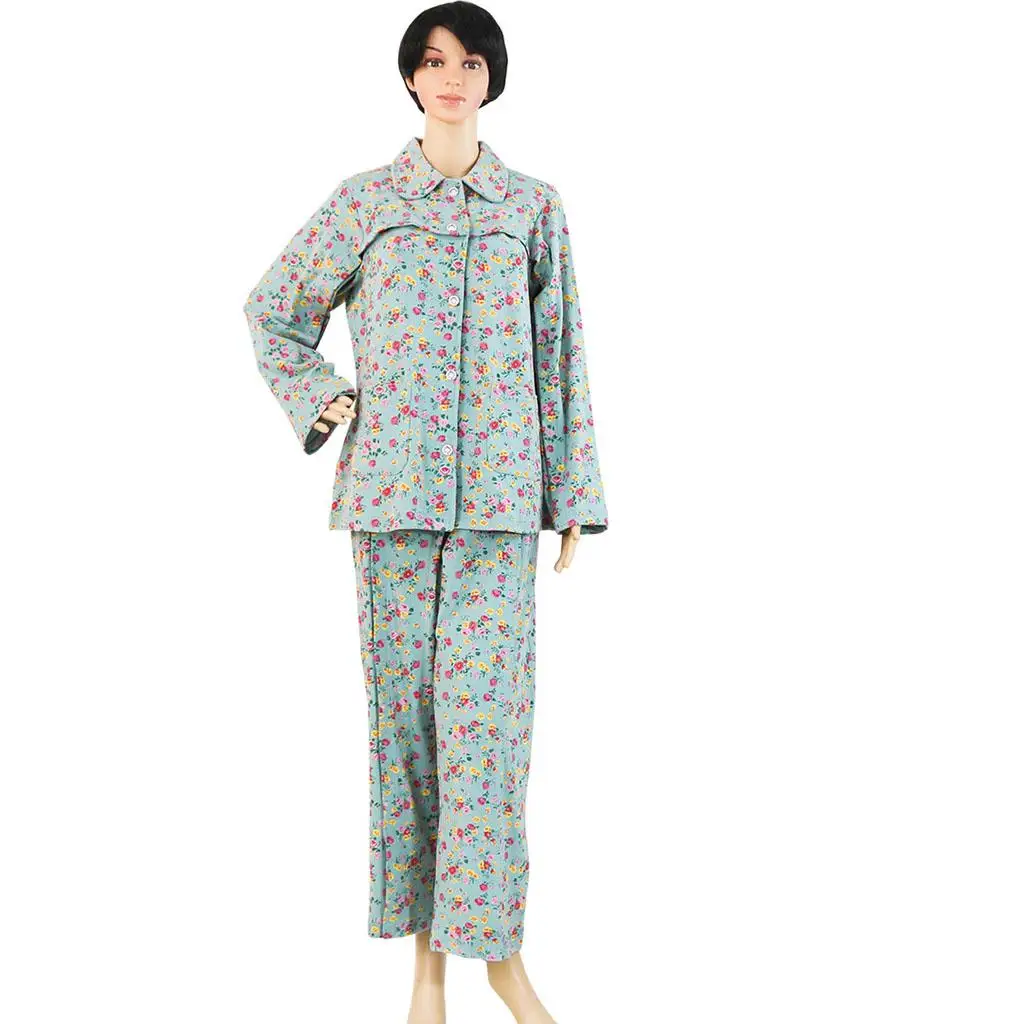 Cotton Nursing Tops and Pants Adjustable Patient Pajamas Elderly Sleepwear for Bedridden Care