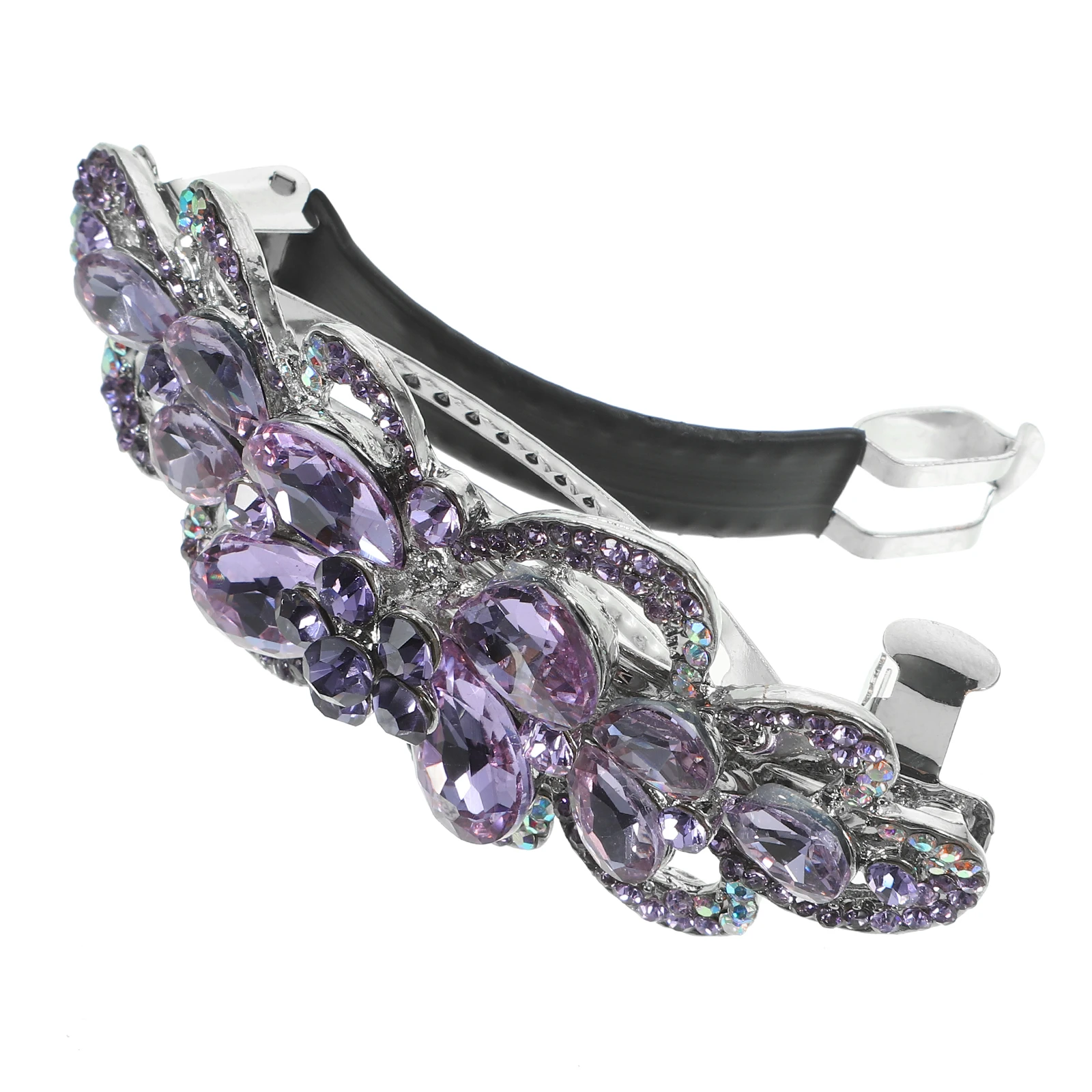 

Rhinestone Women Accessories Purple Thick Hair Styling Barrettes Wedding Party Rhinestone Hair Clip Metal