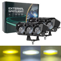 4 LED Motorcycle LED Spotlight Dual Color Hi/Low Beam Fog Lamps for Car Trucks SUV UTV 12V 24VMini Lens Headlight Driving Light