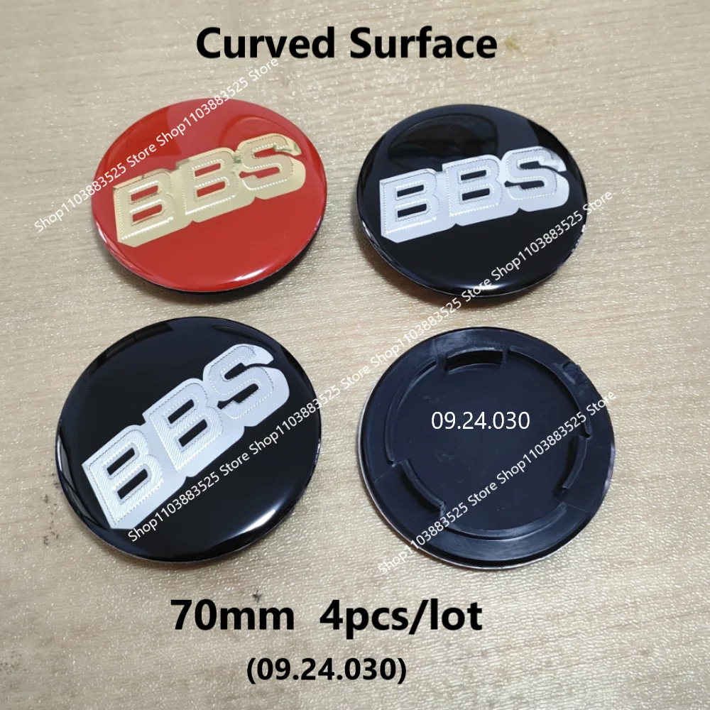 

4pcs BBS Hubcap Base with Stickers OD 70mm Curved Surface Sticker Car Wheel Hub Center Cap Hub for BBS 0924 0924030 HubCaps